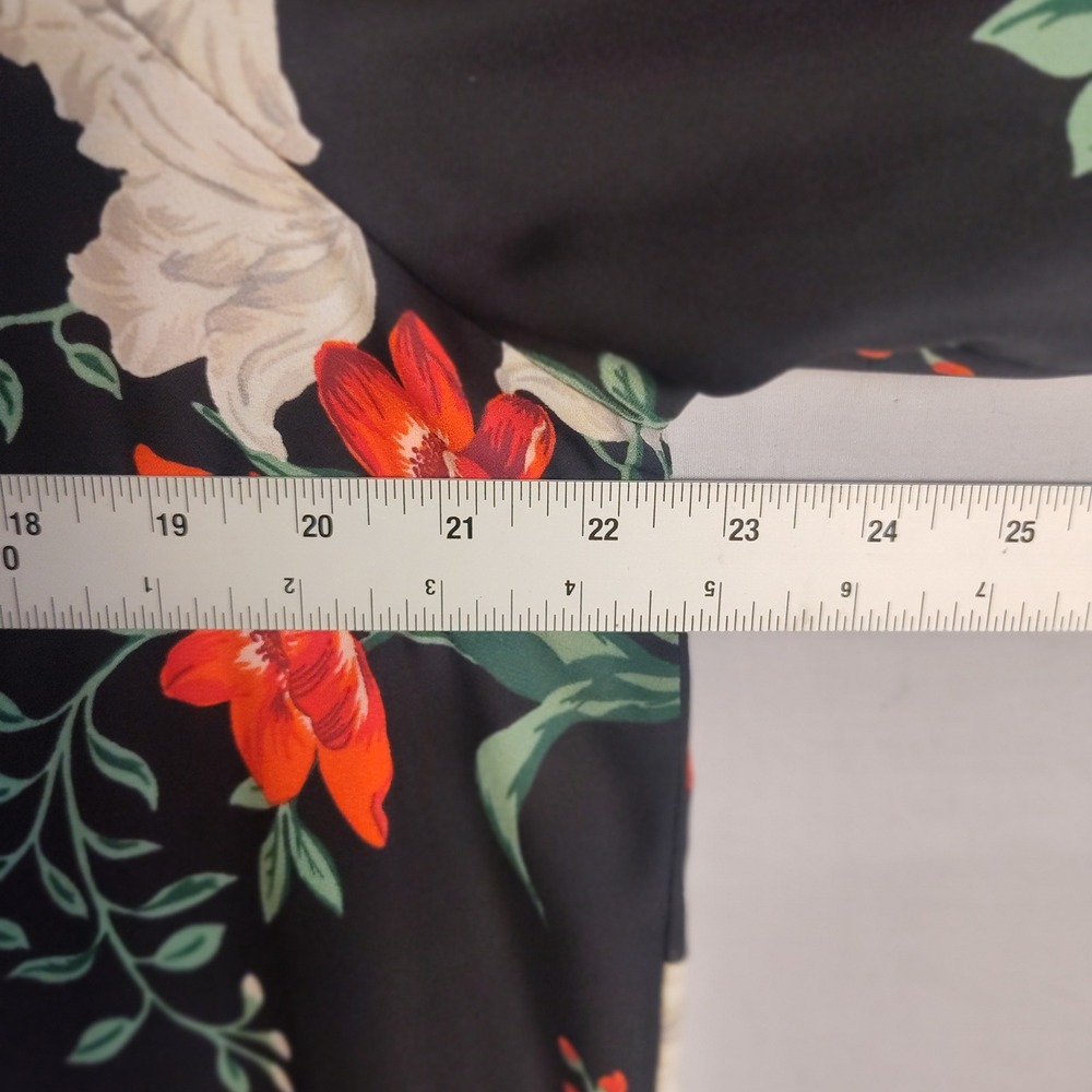 Old Navy Black Floral Smocked Neck Bell Sleeve Blouse Top Large - Picture 7 of 8